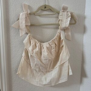 Misa Crop Top with Bow Sleeves